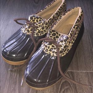 Sperry Top Sider Leopard Low Rubber Duck Boots